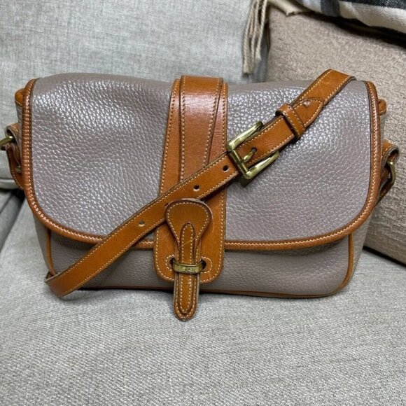 Dooney & Bourke Handbags - Dooney Bourke Pebble Leather Satchel All Weather Taupe Bag Crossbody Vintage USA